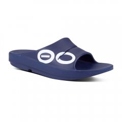 OOFOS Women's OOahh Sport Slide Sandal - Navy White