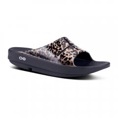 OOFOS Women's OOahh Luxe Slide Sandal - Leopard